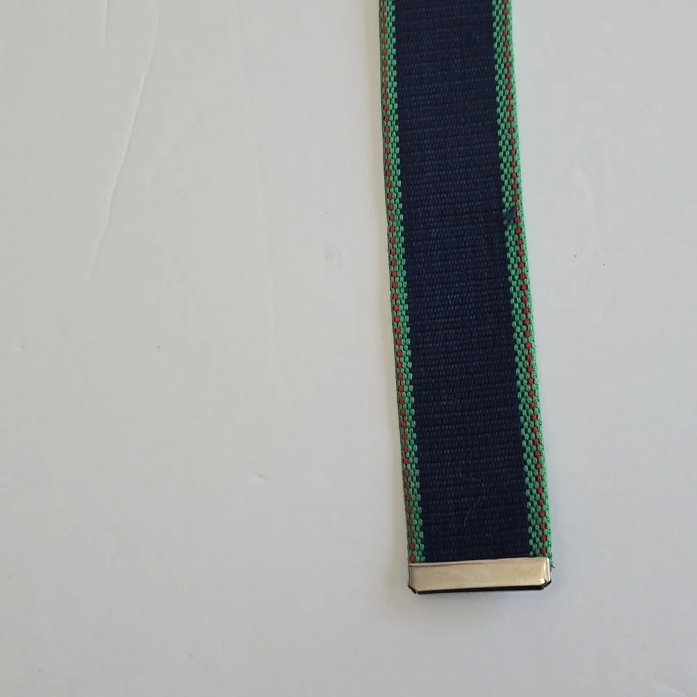 Tommy Hilfiger Tommy Jeans Woven Fabric Belt Silver Logo Buckle Adjustable Blue